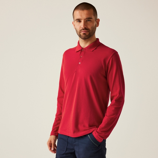 Men's 65/35 LS Polo Top | Classic Red