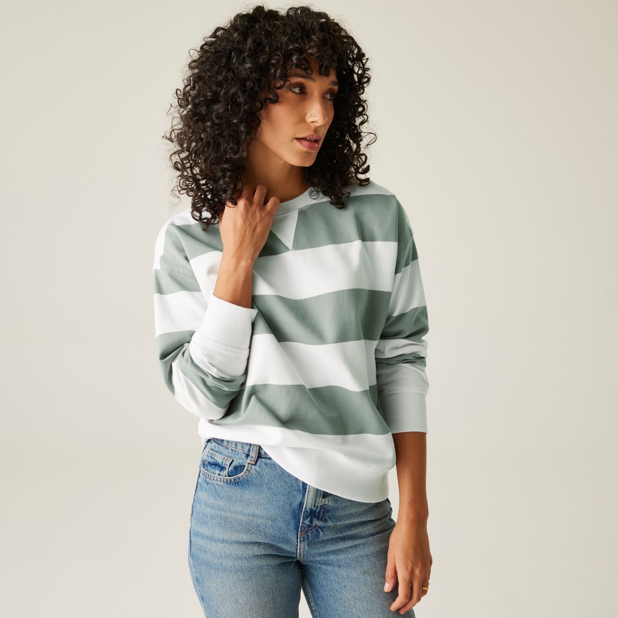 Women's Avika II Crew Neck Jumper | Glacier White Stripe