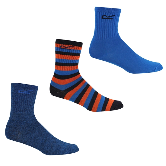Kids 3 Pack Outdoor Sock | Navy Hawaiian Blue
