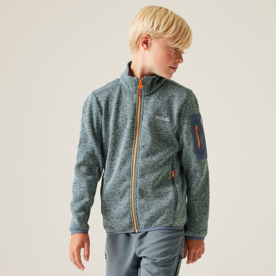 Kids' Newhill Full Zip Fleece | Glacier Stormy Weather Bright Marigold
