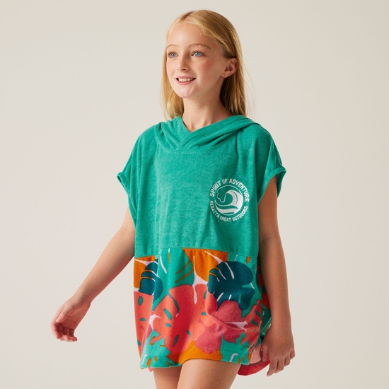 Kids' Towel Robe II | Turquoise/Tropical Leaf