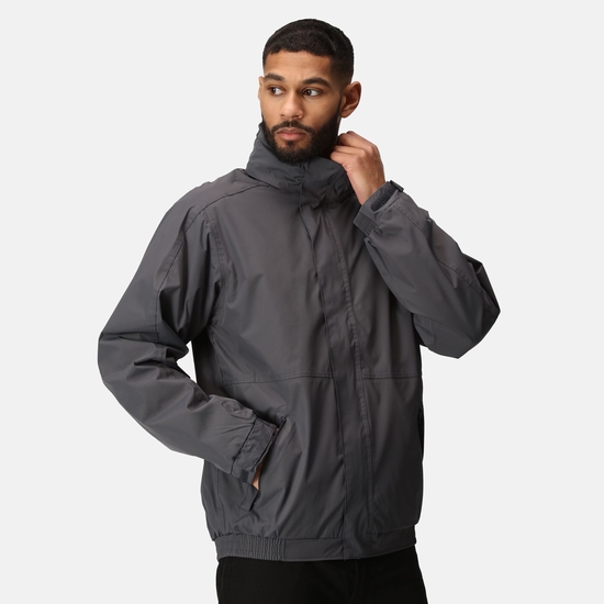 Men's Dover Fleece Lined Waterproof Insulated Bomber Jacket | Seal Grey Black
