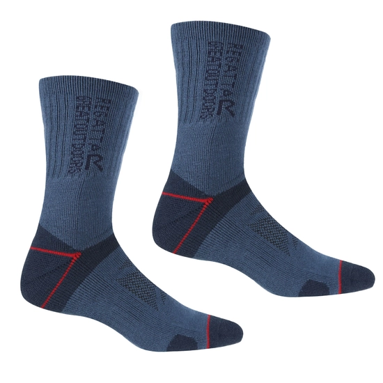 2 Pack Blister Protection II Sock | Dark Denim Dark Red