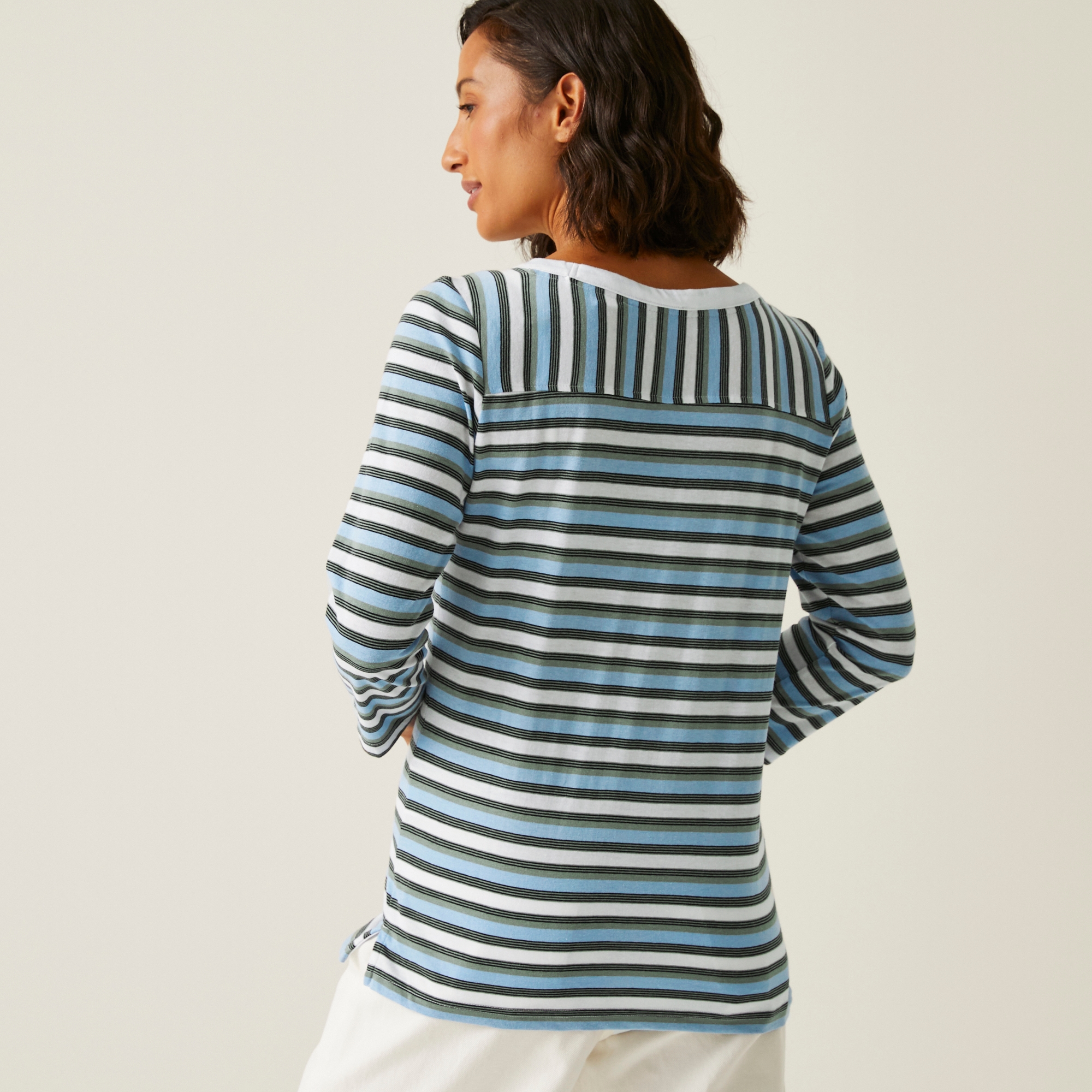 Women's Bayletta II 3/4 Sleeve Top | White Multi Stripe