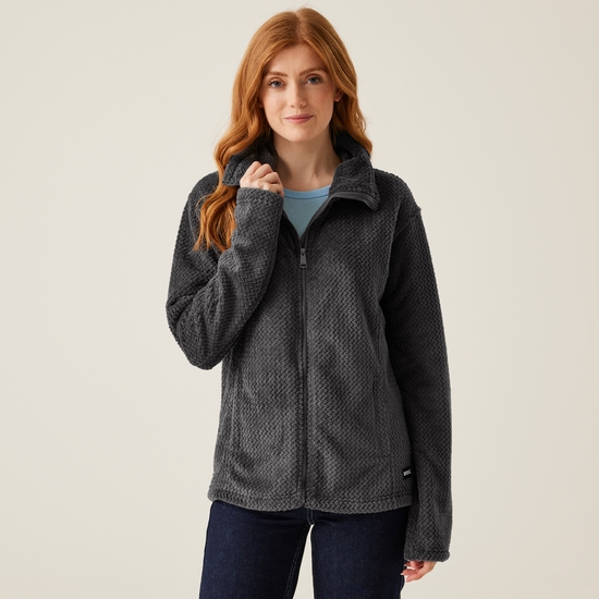 Women's Heidy Fluffy Full Zip Fleece | Dark Grey