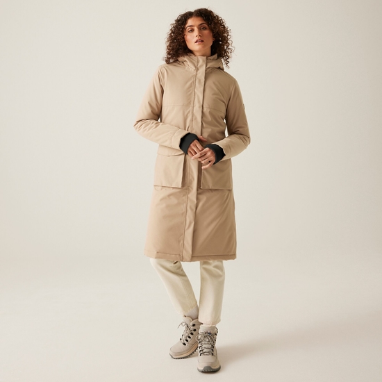 Women's Yarli Waterproof Longline Jacket | Warm Taupe Light Vanilla