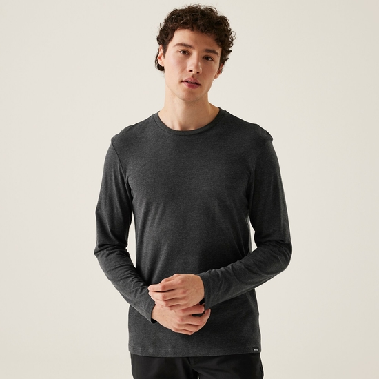 Men's Maylow Long Sleeved T-Shirt | Black Marl