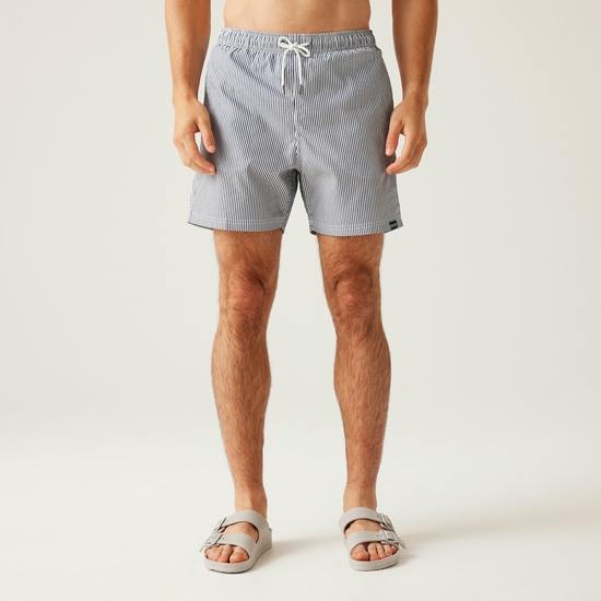 Men's Loras Swim Shorts | Navy Seersucker Stripe