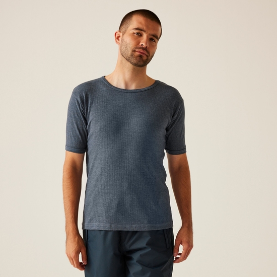 Men's Short Sleeve Thermal Vest | Denim Blue