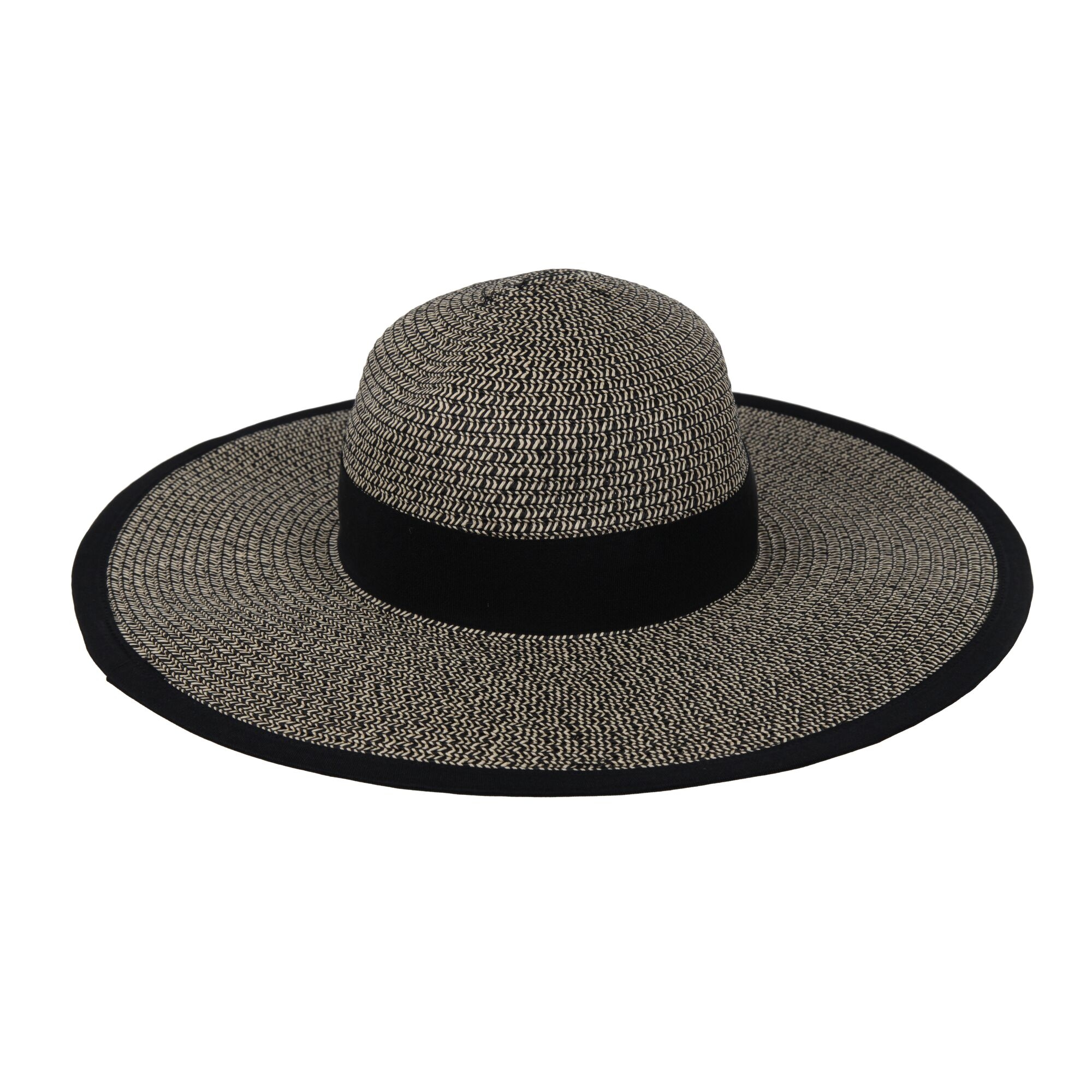 Women's Straw Sun Hat Bucket Hat | Black Natural Straw