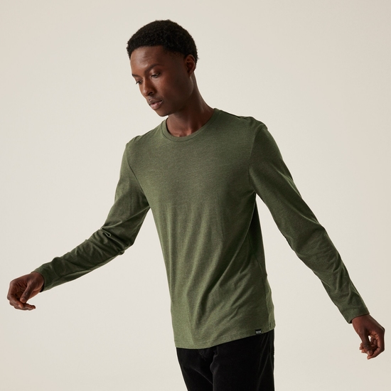 Men's Maylow Long Sleeved T-Shirt | Dark Khaki Marl