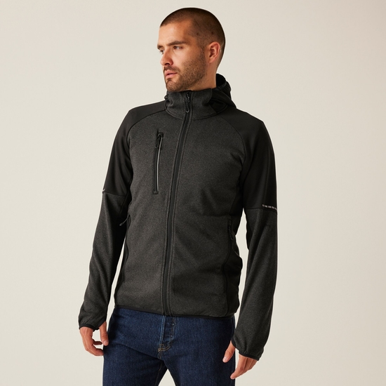 Men's X-Pro Coldspring II Hybrid Full Zip Hooded Fleece | Grey Marl Black