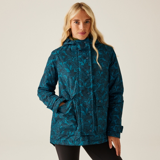 Orla Kiely Mid Length Waterproof Jacket | Birdy Blue