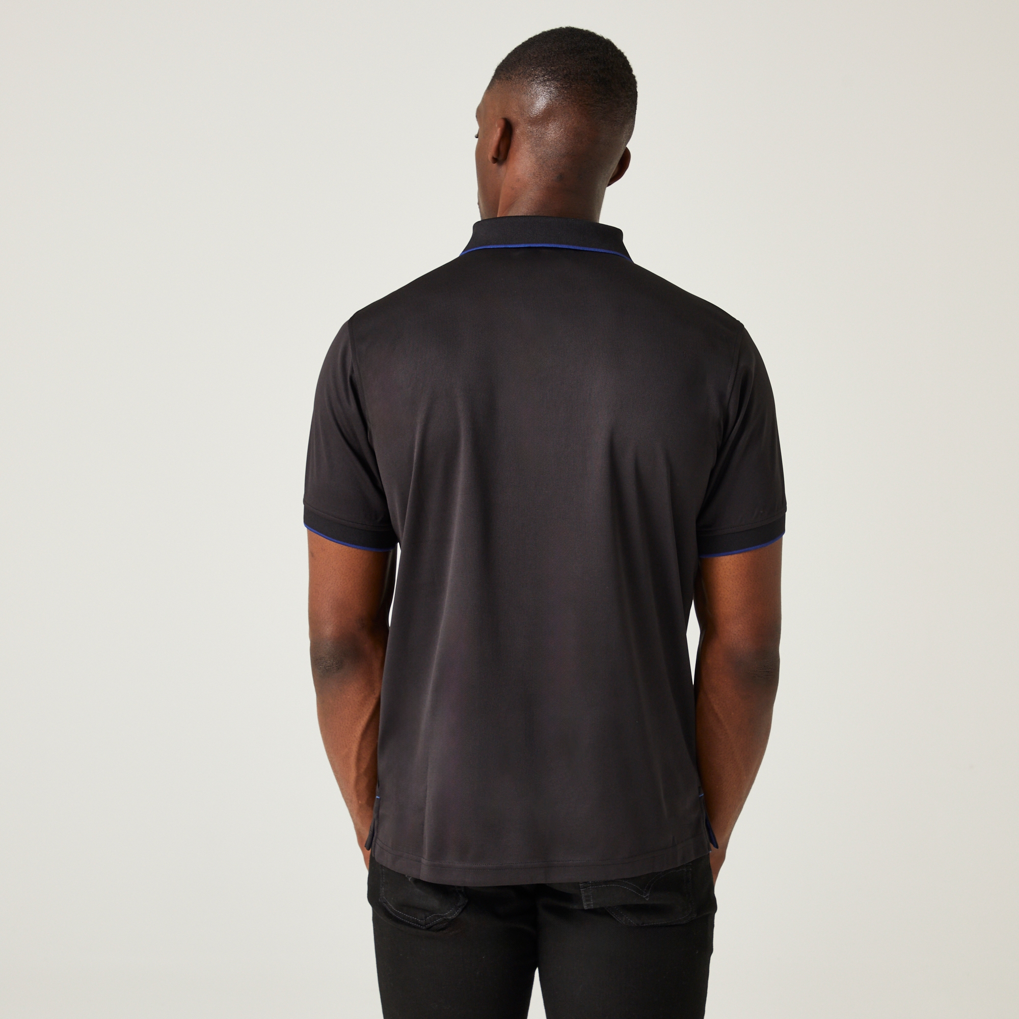 Men's Navigate Short Sleeve Polo Shirt | black new royal