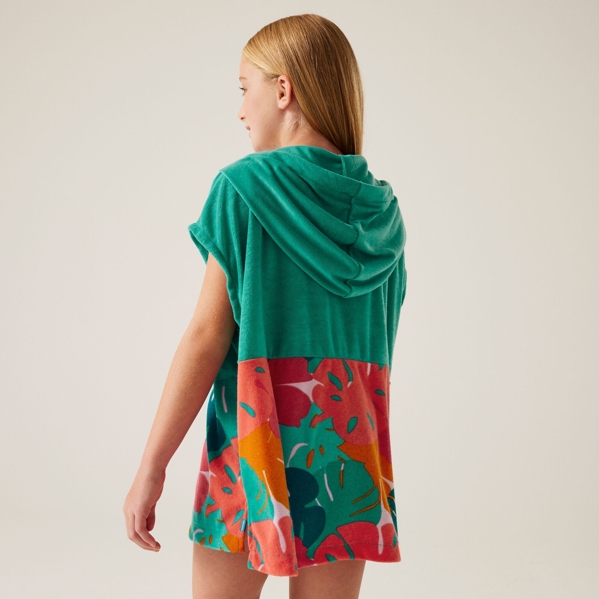 Kids' Towel Robe II | Turquoise/Tropical Leaf