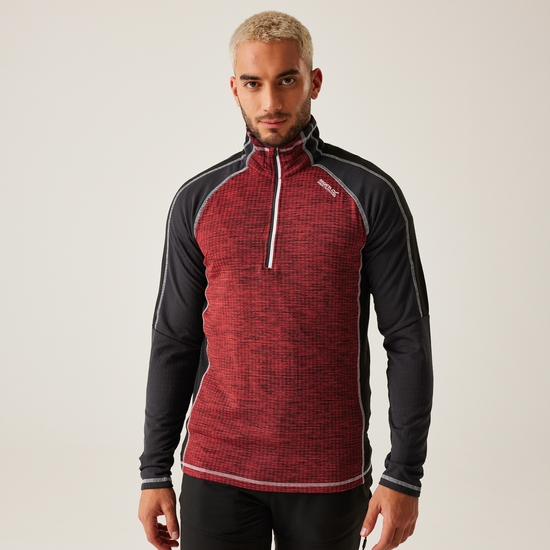 Men's Hepley Half Zip Lightweight Fleece | Danger Red Ash