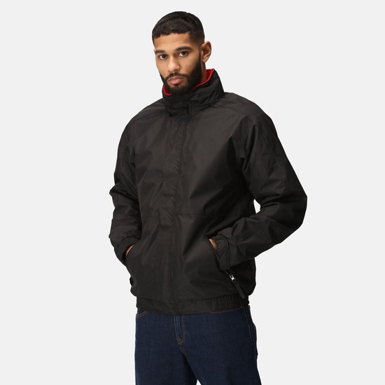 Men's Dover Fleece Lined Waterproof Insulated Bomber Jacket | Black Classic Red