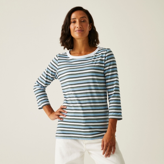 Women's Bayletta II 3/4 Sleeve Top | White Multi Stripe