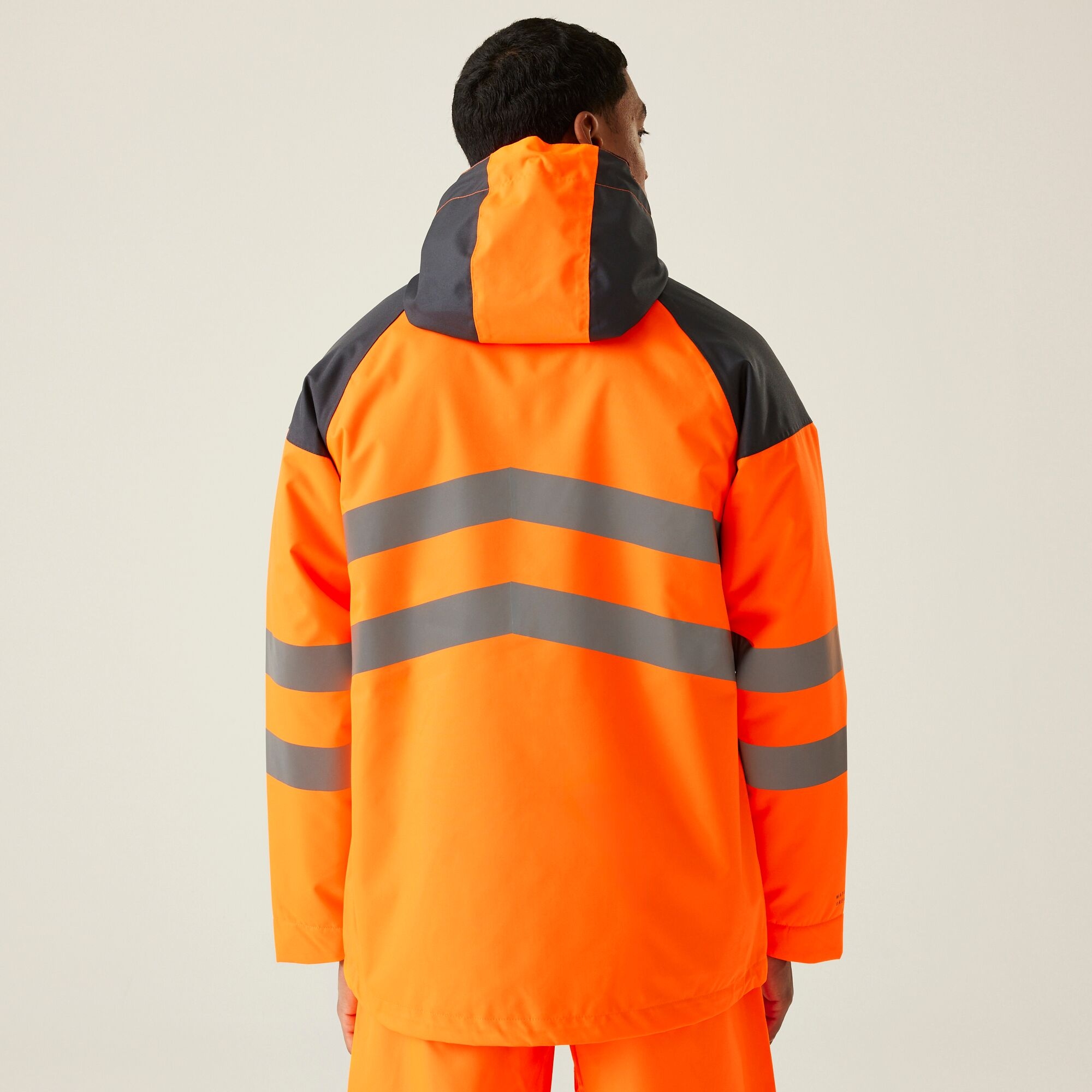 Men's Hi-Vis Waterproof Reflective Hooded Jacket | Orange Grey