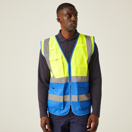 Men's Pro HI-VIS Executive Vest | Yellow Royal Blue