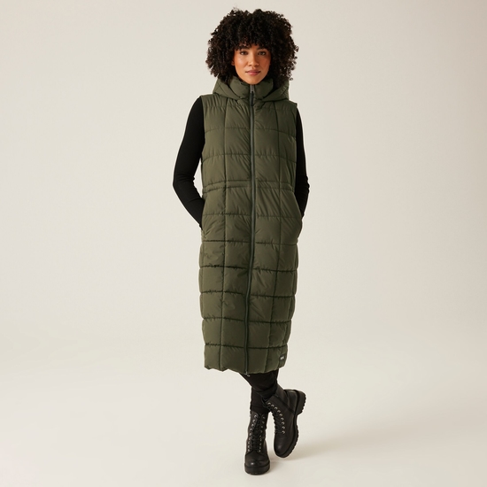 Women's Leandra Longline Gilet | Dark Khaki
