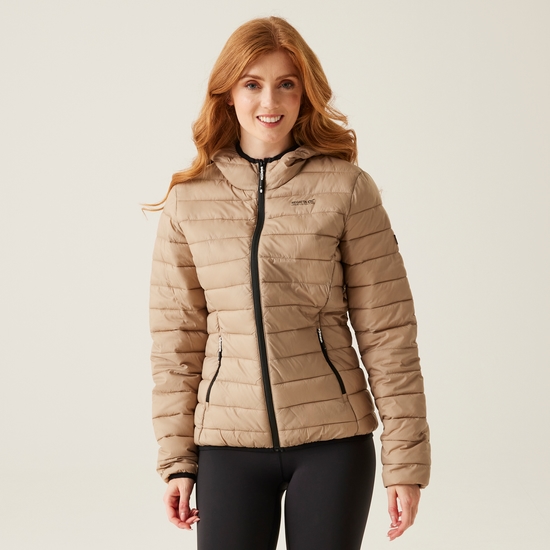 Women's Hooded Marizion Quilted Jacket | Warm Taupe Bueno