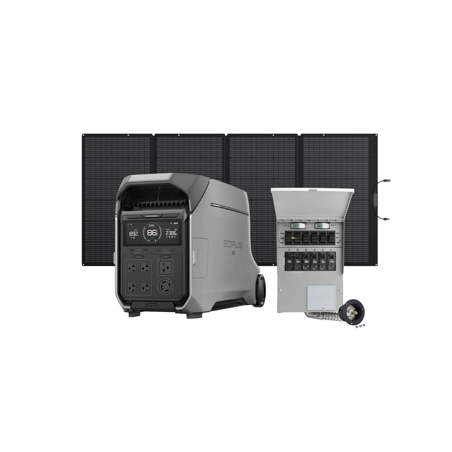 EcoFlow DELTA Pro 3 Portable Power Station + 400W Portable Solar Panel + Transfer Switch (306A)
