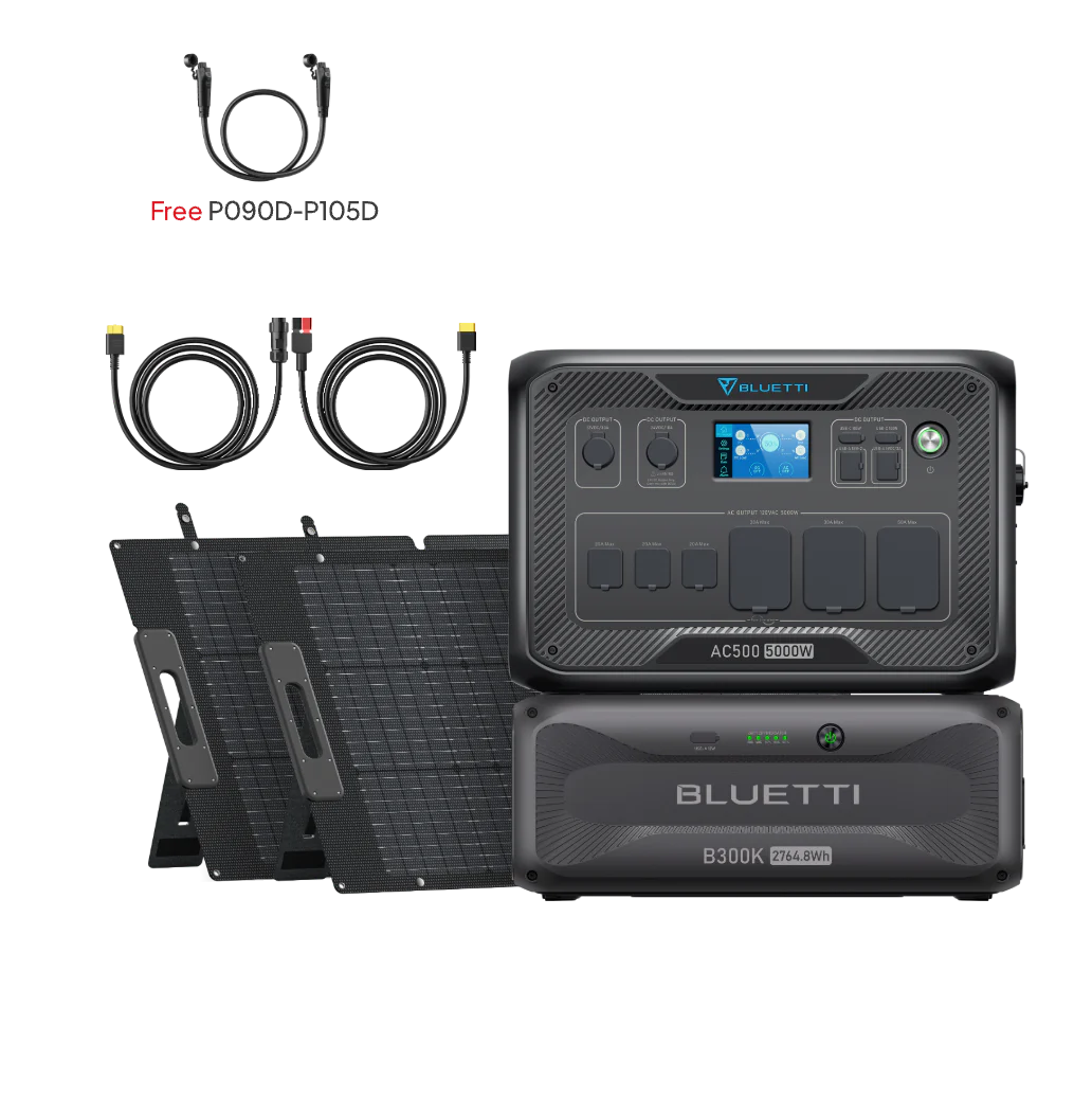 BLUETTI AC500+B300K+2*200W Solar+RV Cable (Free P090D-P150D Cable) | Home Battery Backup