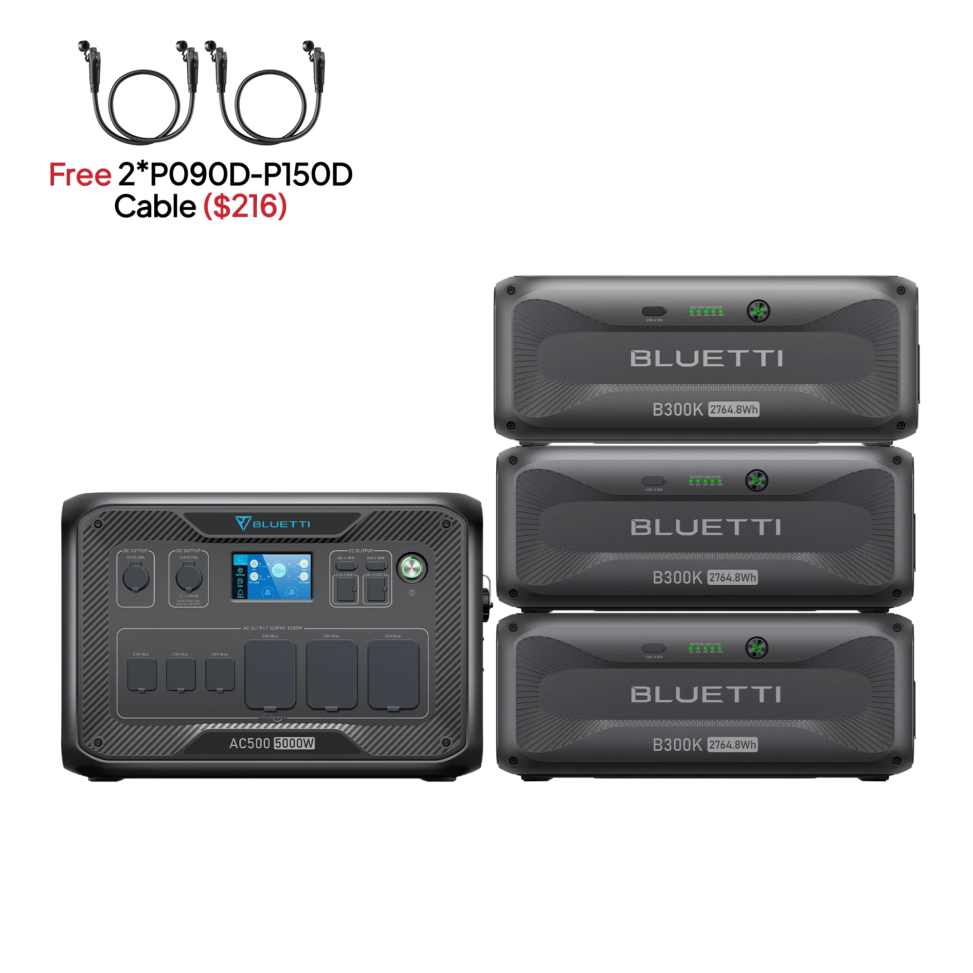 BLUETTI AC500+3*B300K (Free P090D-P150D Cable) | Home Battery Backup