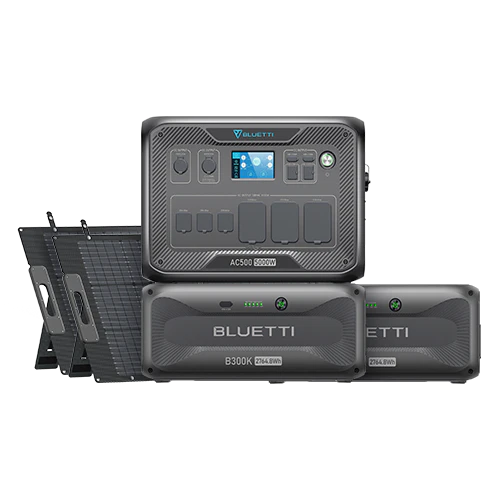 BLUETTI AC500+2*B300K+2*200W Solar (Free P090D-P150D Cable) | Home Battery Backup