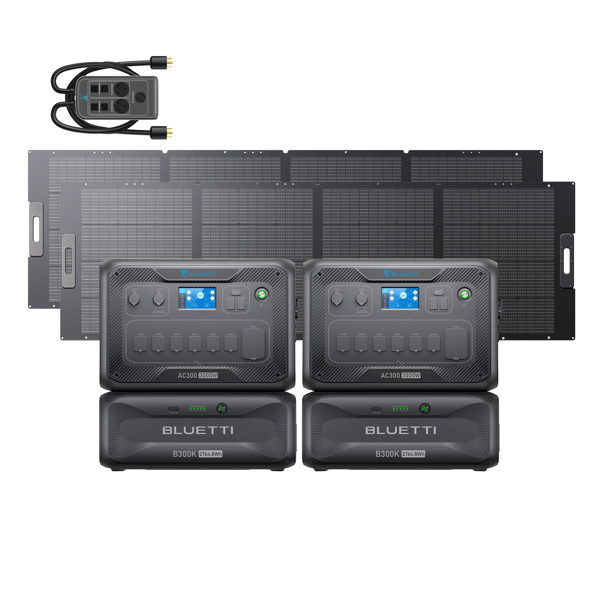BLUETTI 2*AC300+2*B300K+2*350W Solar+P030A | Home Battery Backup