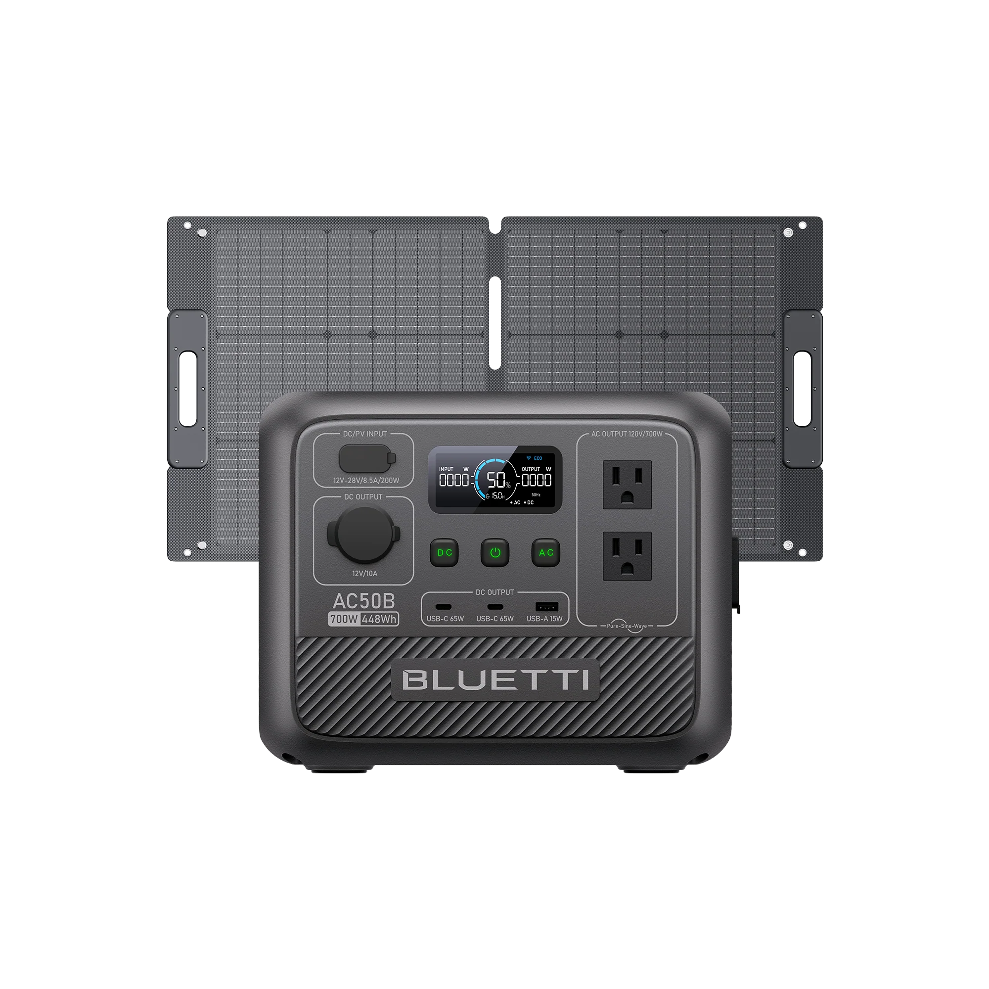 AC50B+SP100L Solar Generator | 700W, 448Wh