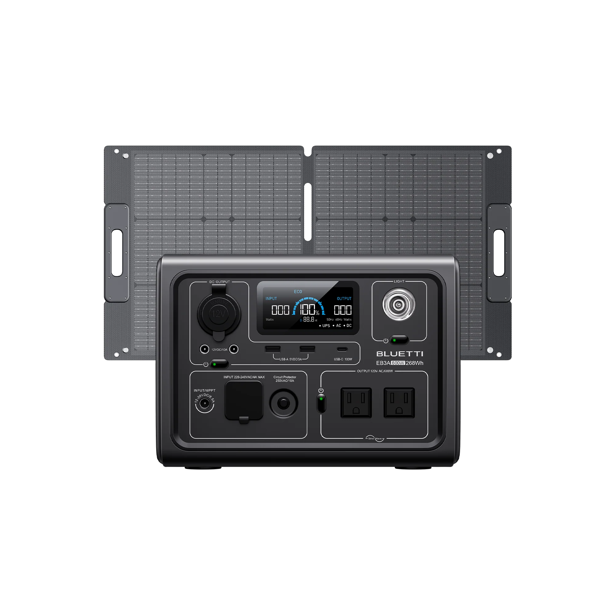 EB3A+SP100L Solar Generator | 600W,268Wh