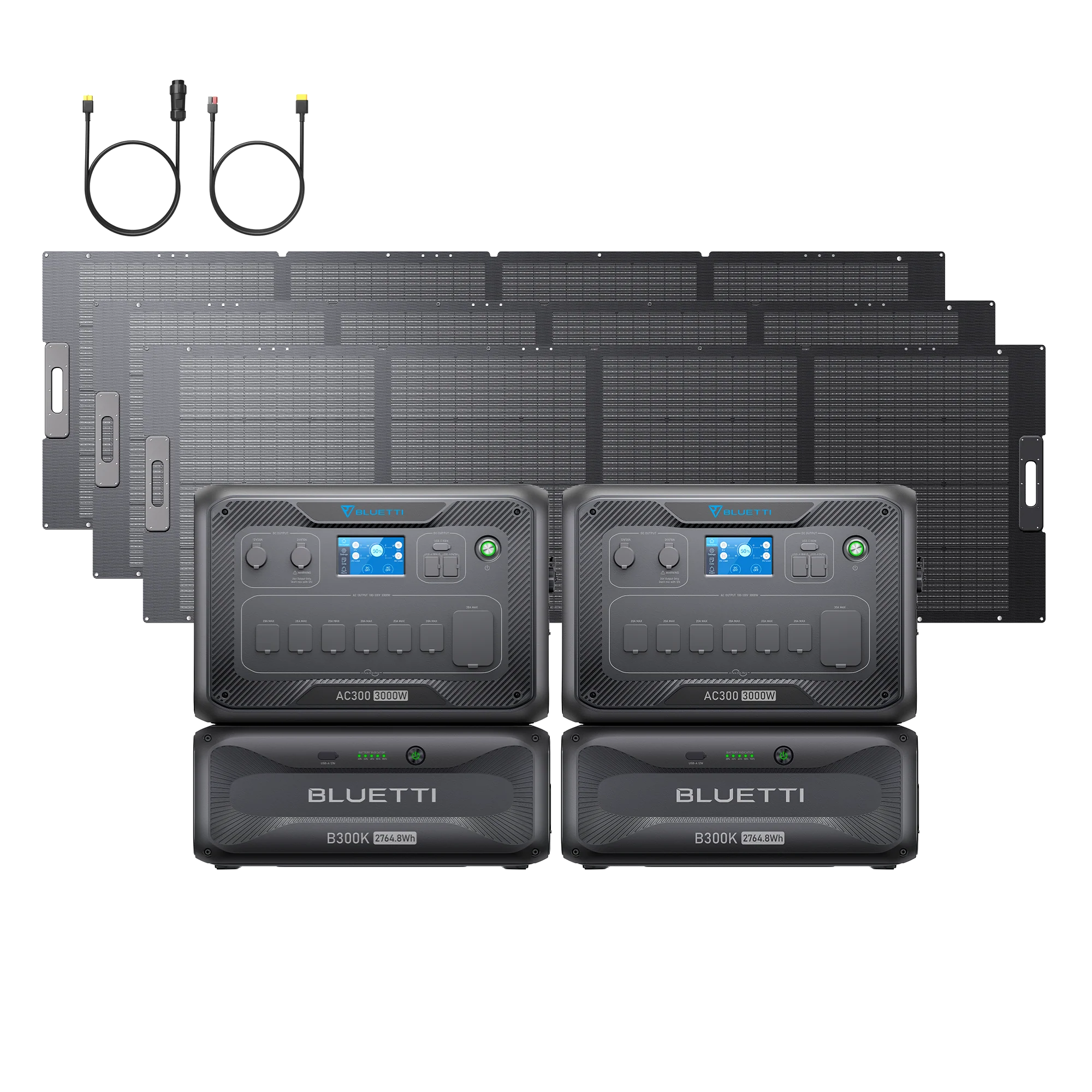 BLUETTI AC300+2*B300K+3*350W Solar+RV Cable | Home Battery Backup