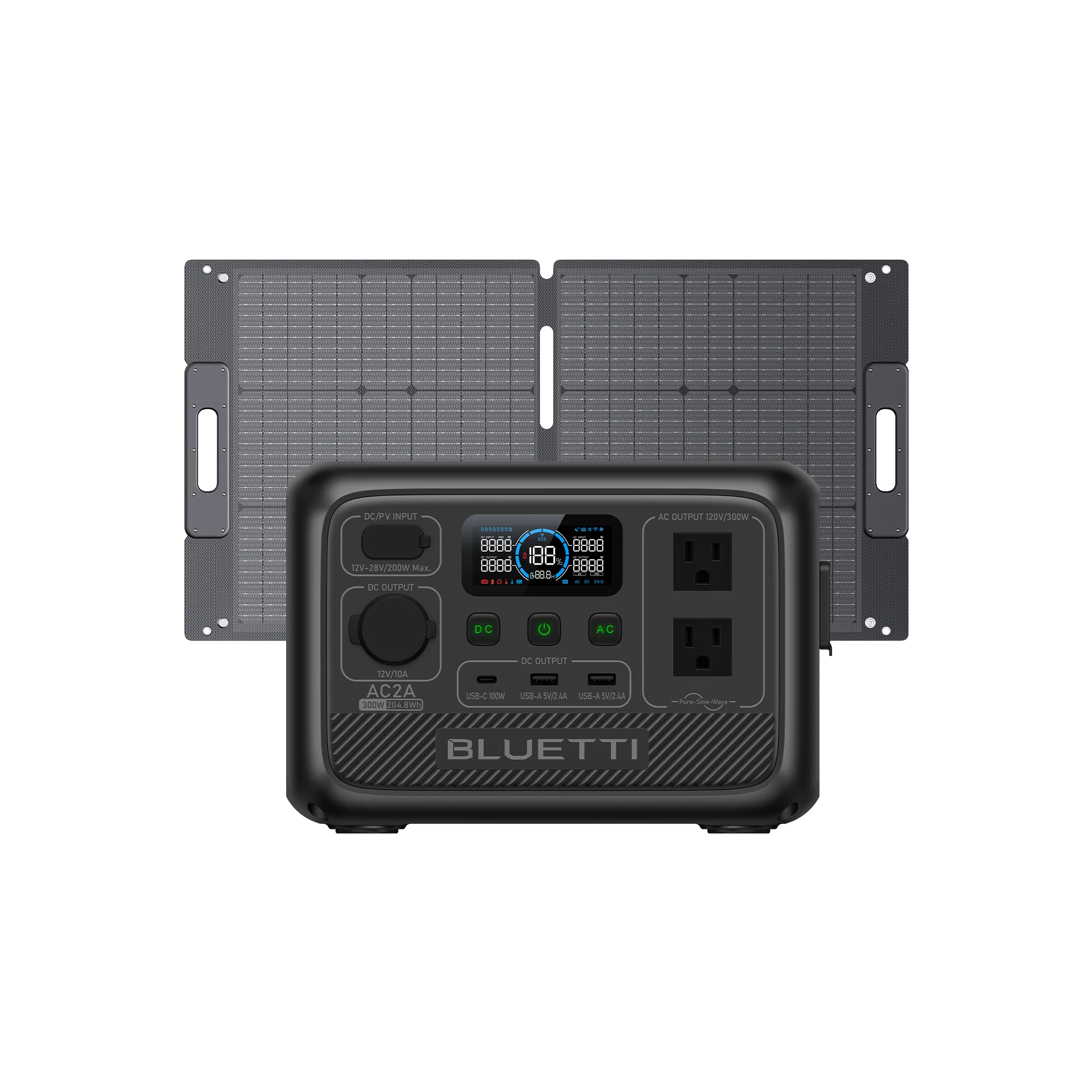 BLUETTI AC2A+SP100L Solar Generator | 300W, 204Wh