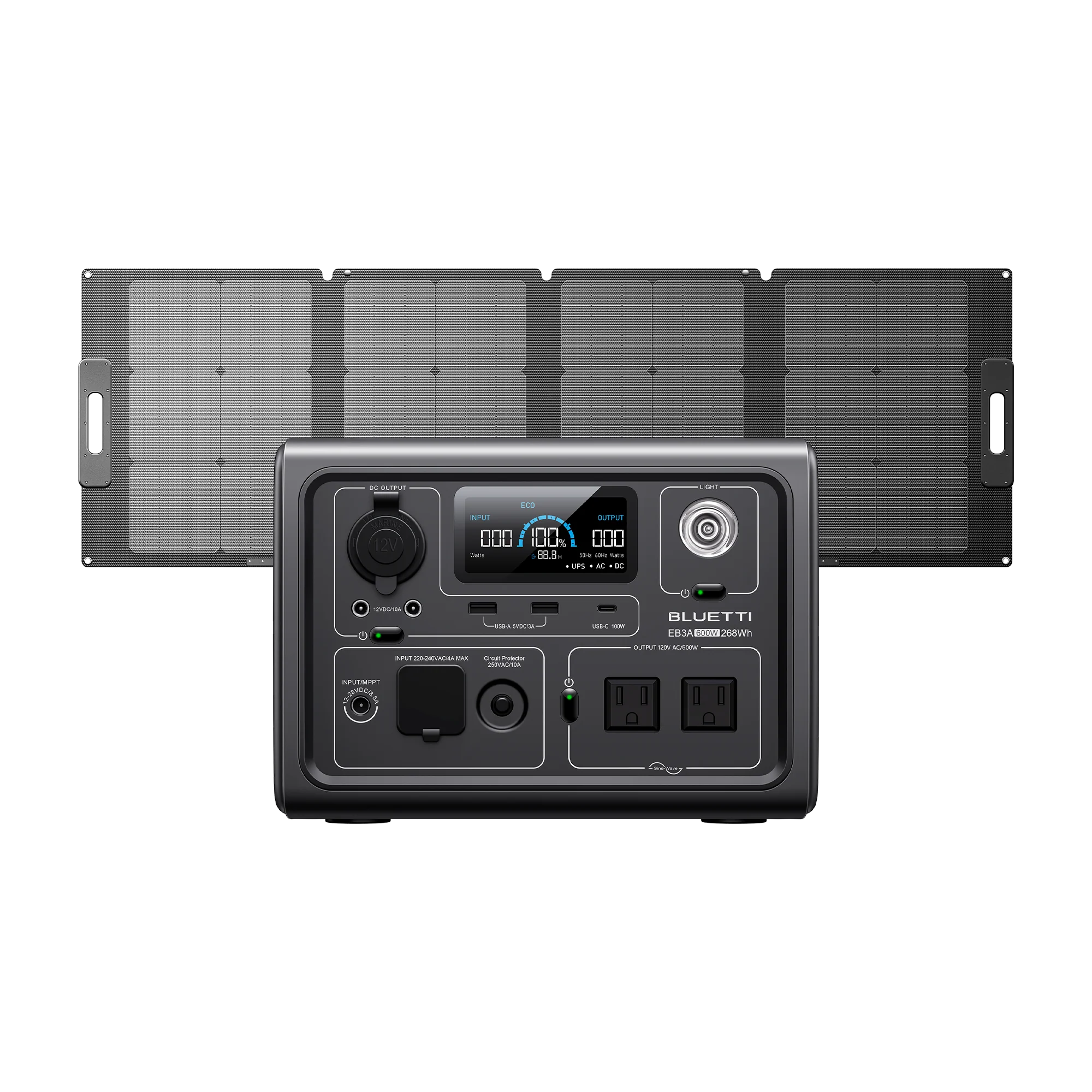 BLUETTI EB3A+PV120S Portable Power Station-A