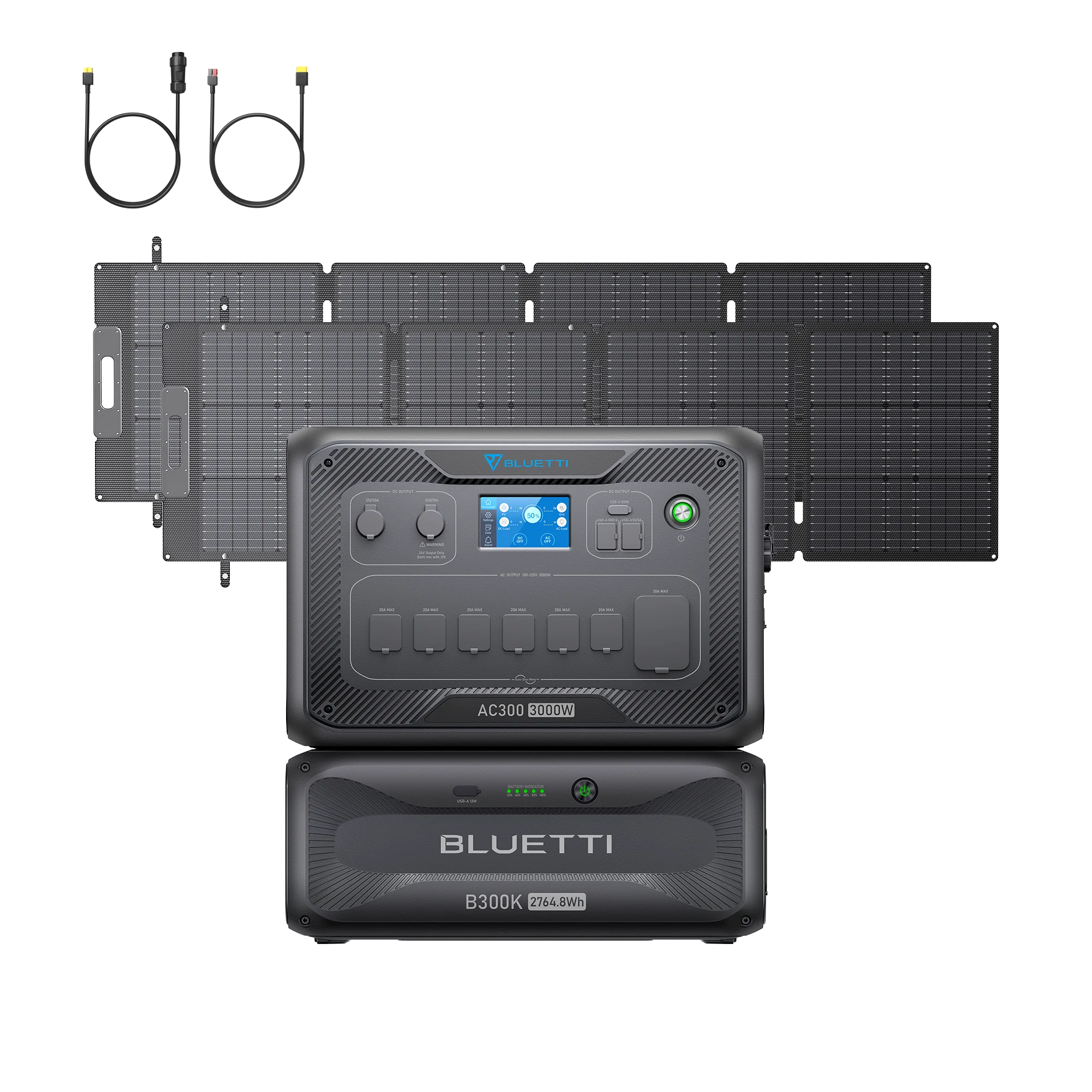 BLUETTI AC300+B300K+2*200W Solar+RV Cable | Home Battery Backup