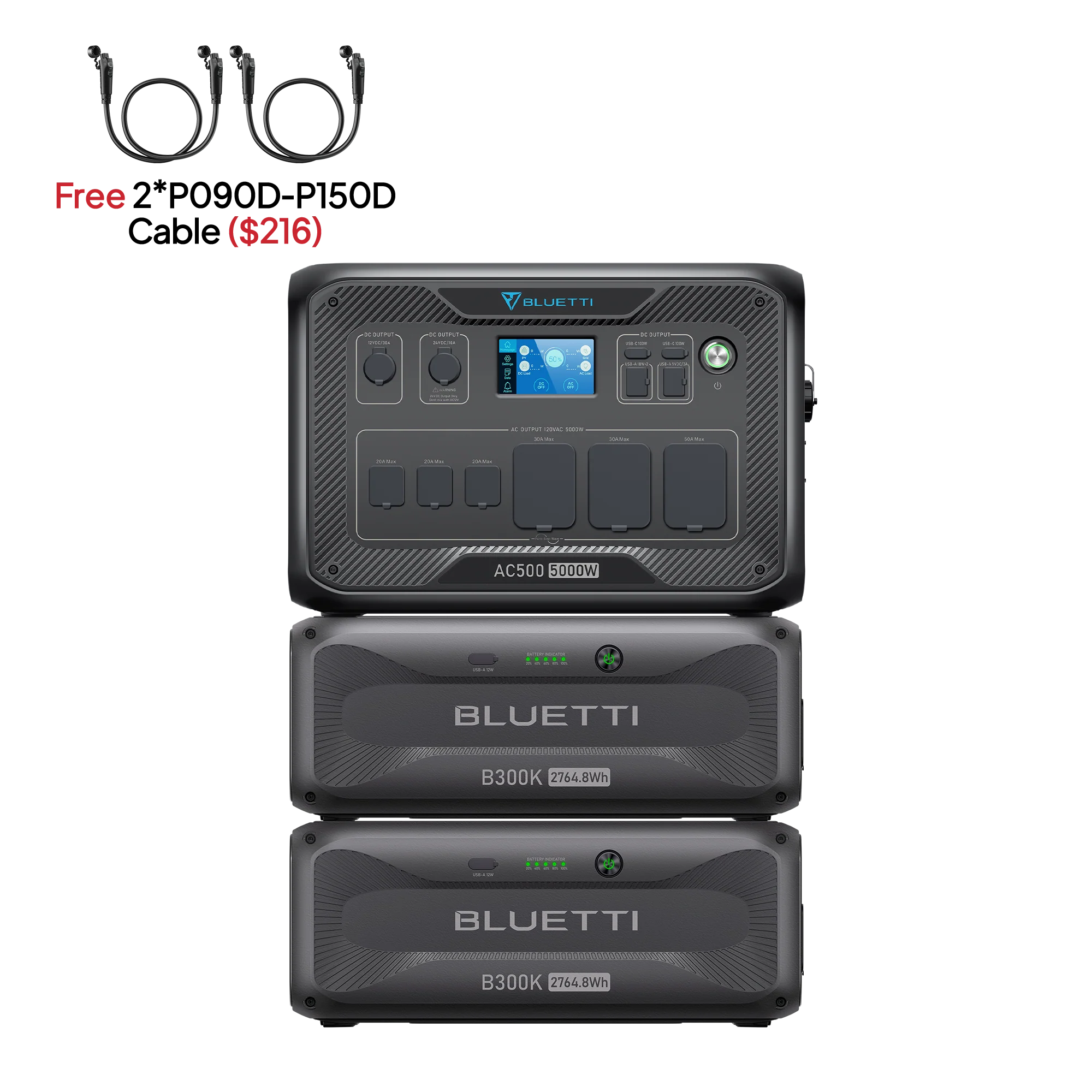 BLUETTI AC500+2*B300K (Free P090D-P150D Cable) | Home Battery Backup