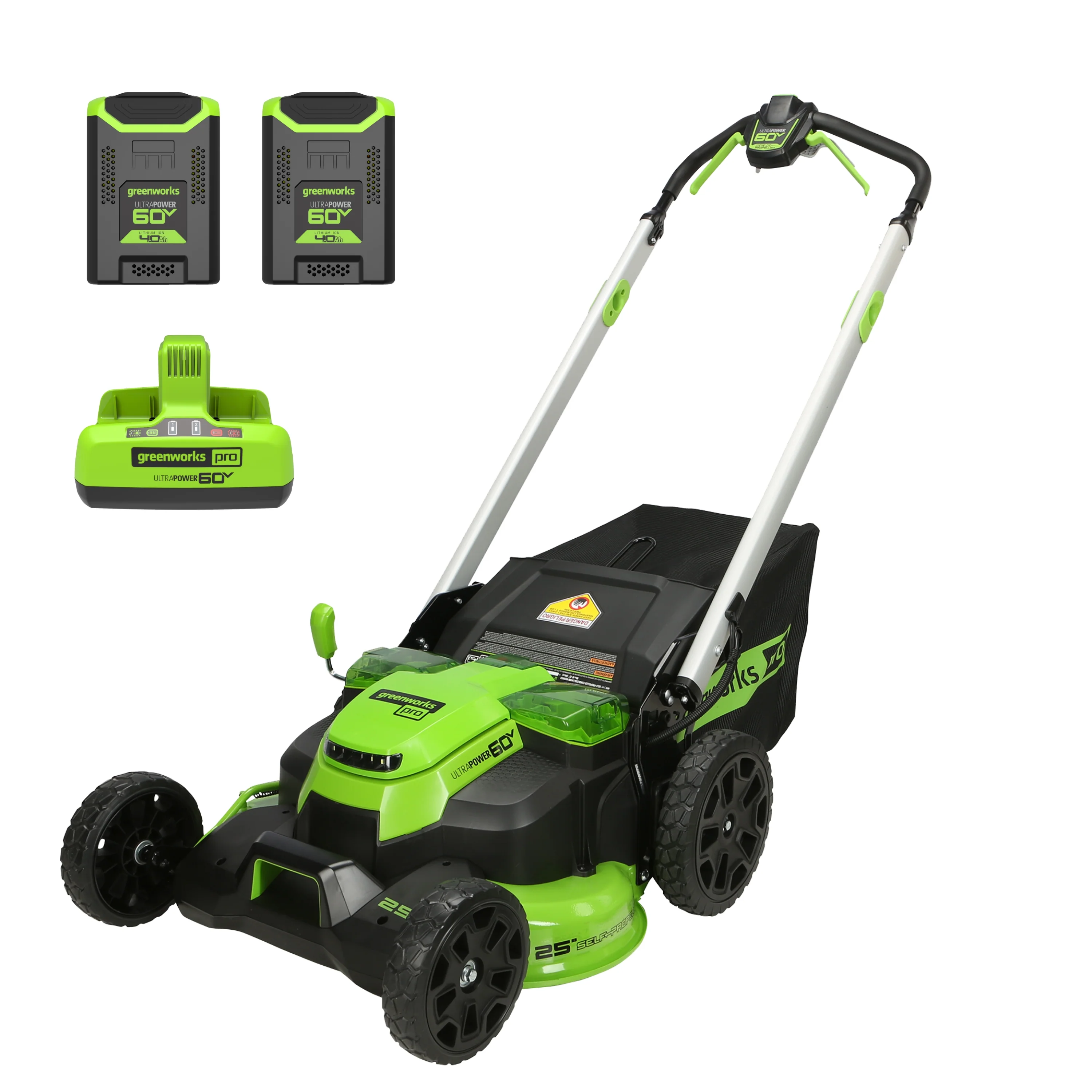 60V 25 Cordless Battery Dual Blade Self-Propelled Lawn Mower w/ Two (2) 4.0Ah Batteries & Dual-Port Charger