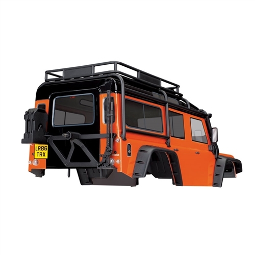 Traxxas TRX-4 Land Rover Defender Adventure Orange Body w/ExoCage, Inner Fenders, Fuel Canisters & Jack