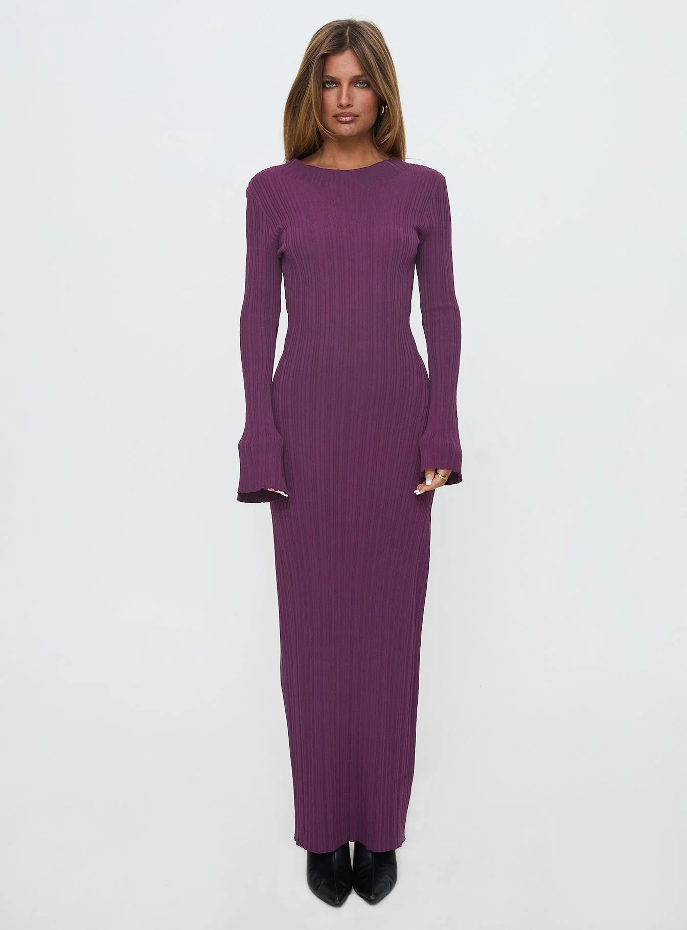 Tesley Long Sleeve Maxi Dress Burgundy