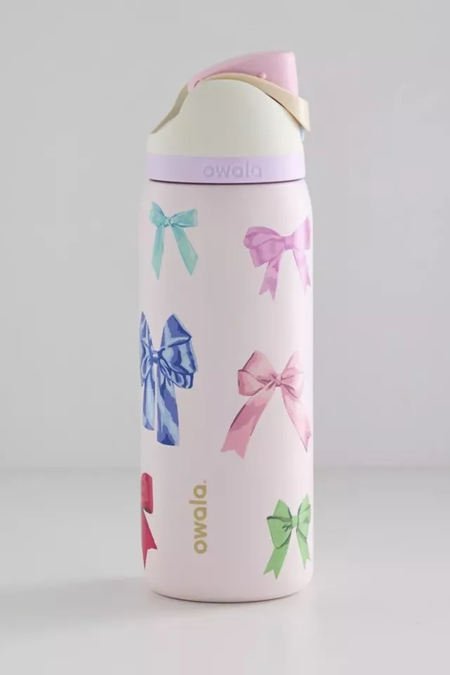 Owala Girlhood 32oz Free Sip Limited Edition UO Exclusive Multicolor Pink Bows