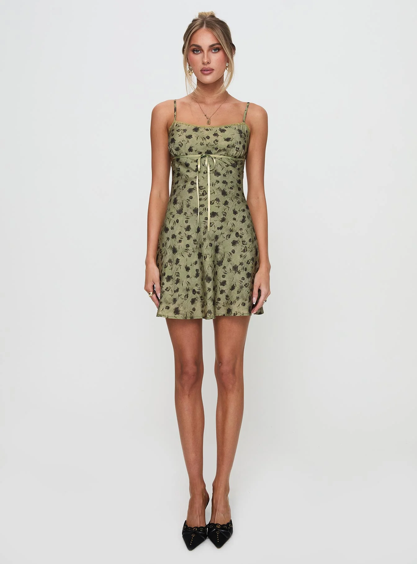 Valencia Mini Dress Sage Floral