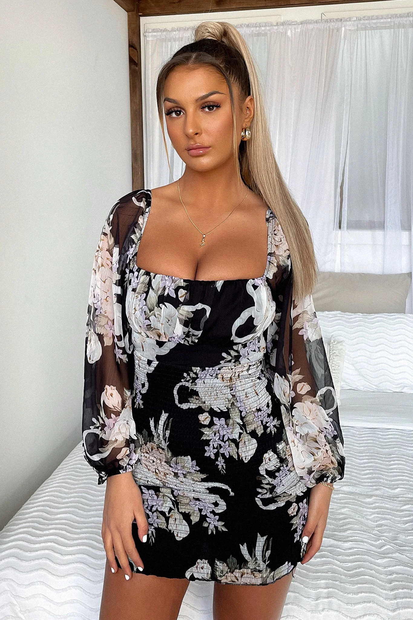 Soni Dress - Black Floral