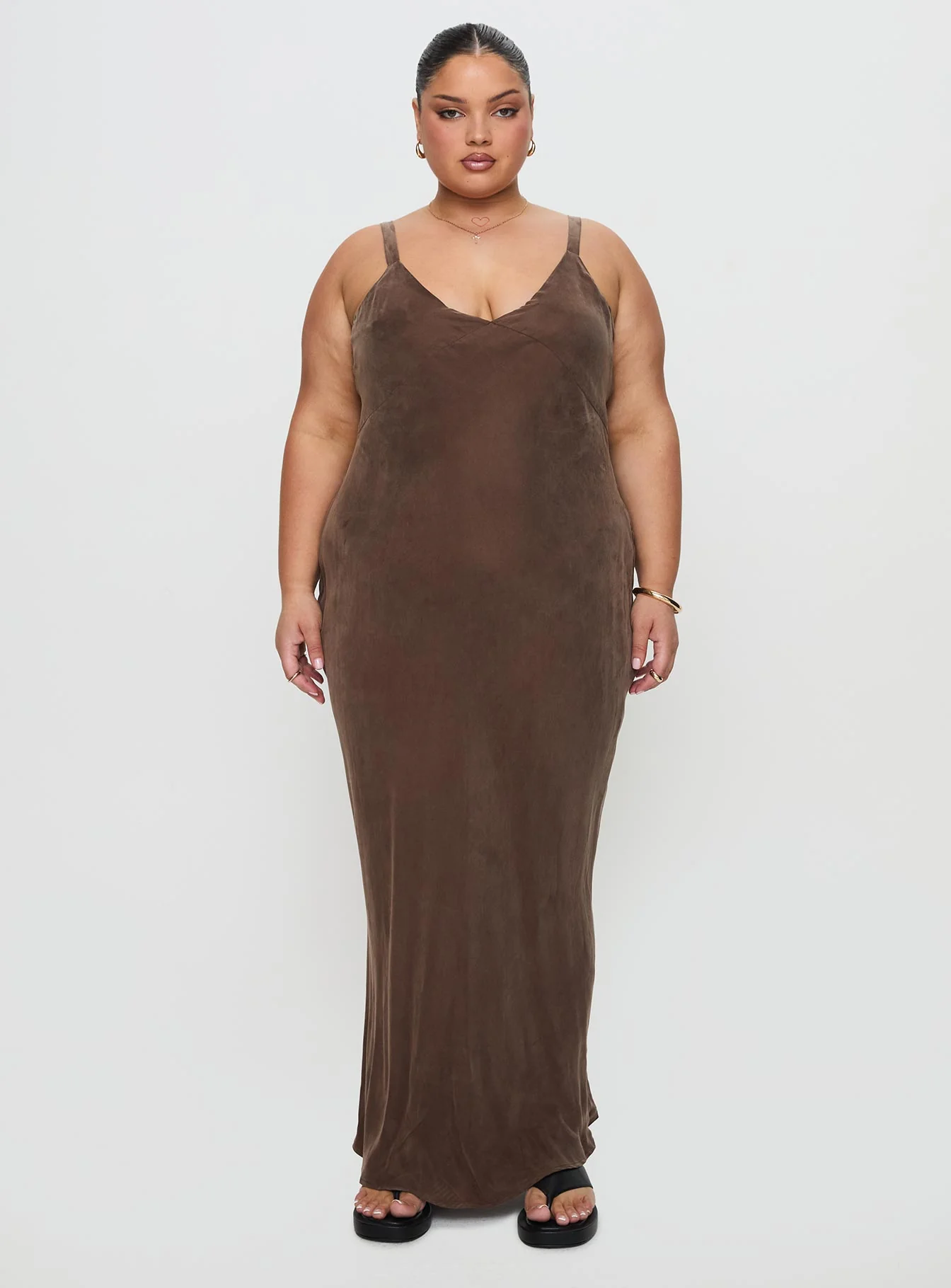 Laurette Maxi Dress Brown Curve