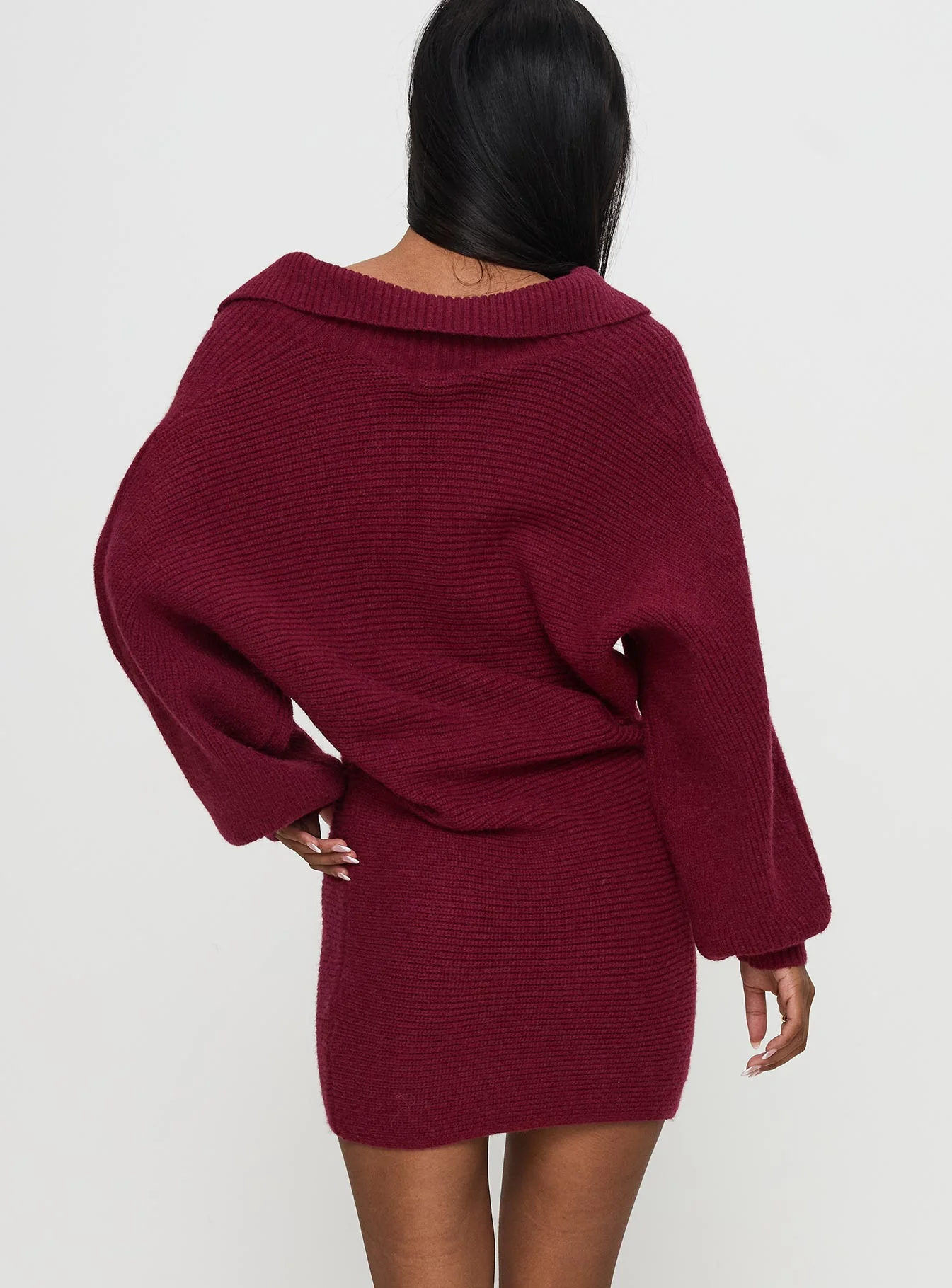 Thorelle Sweater Mini Dress Burgundy