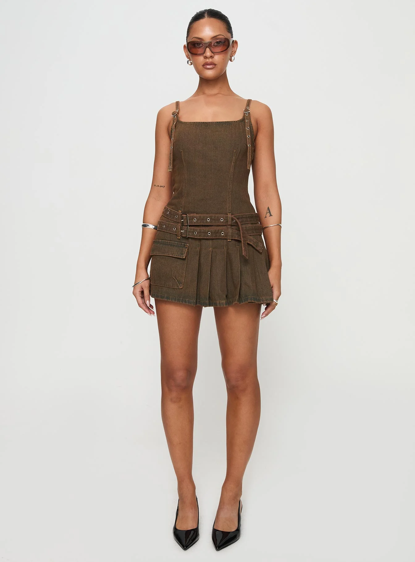 Biker Mini Dress Petrol