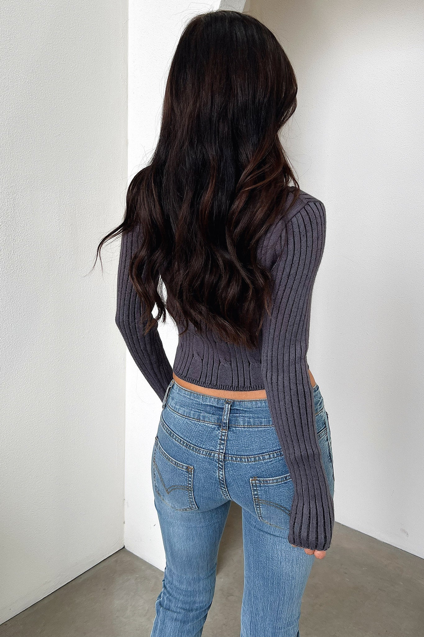 Kathy Knit Zip-Up - Charcoal