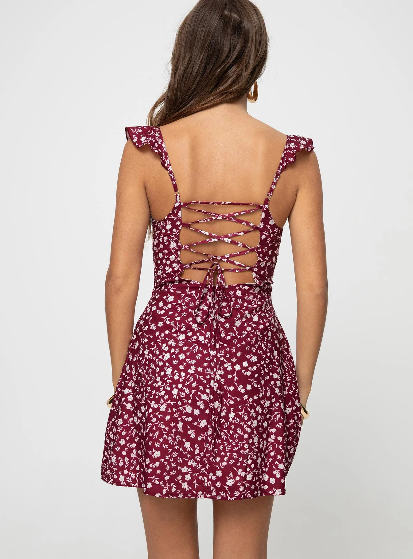 Landon Mini Dress Burgundy Floral