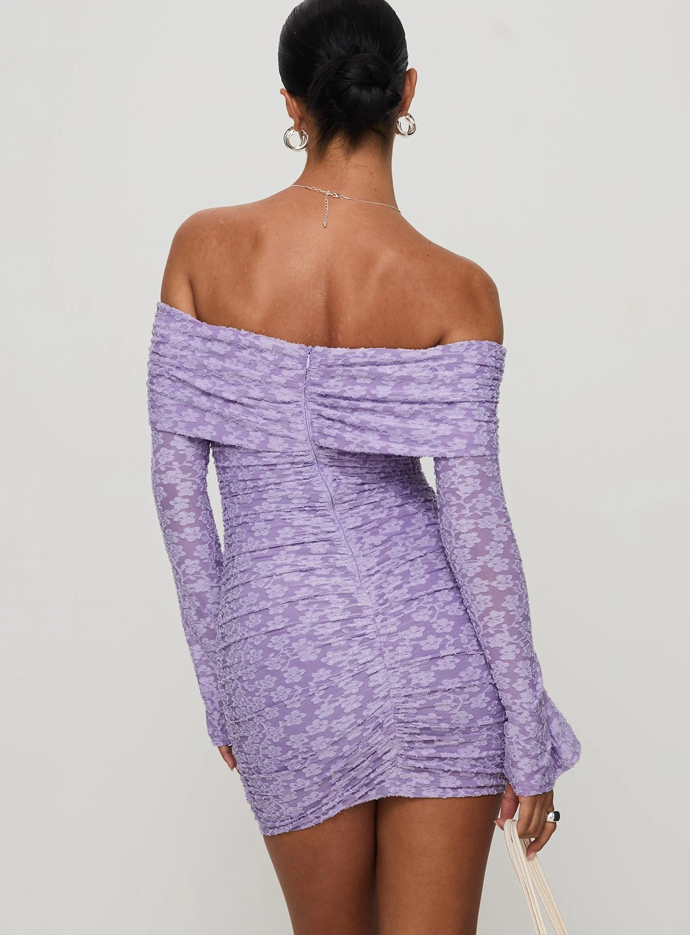 Intereste Long Sleeve Mini Dress Purple